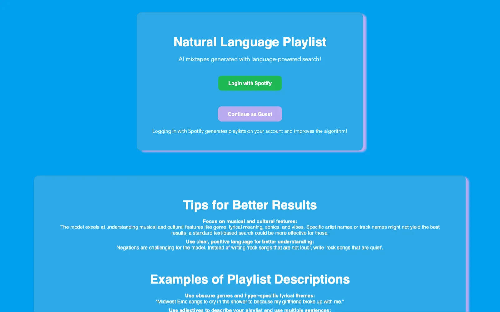 Natural Language Playlist