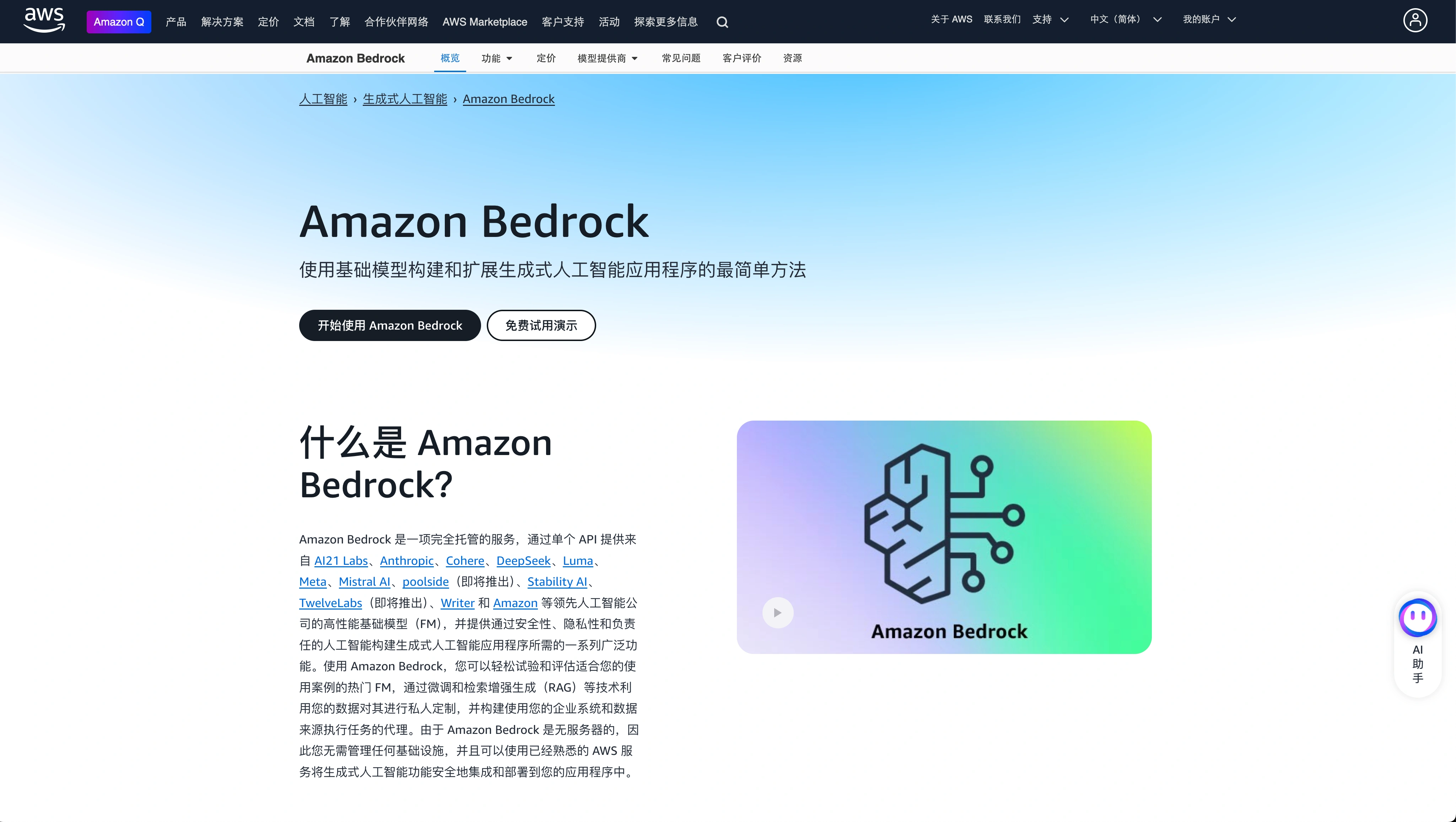 Amazon Bedrock - AI Tool Screenshot